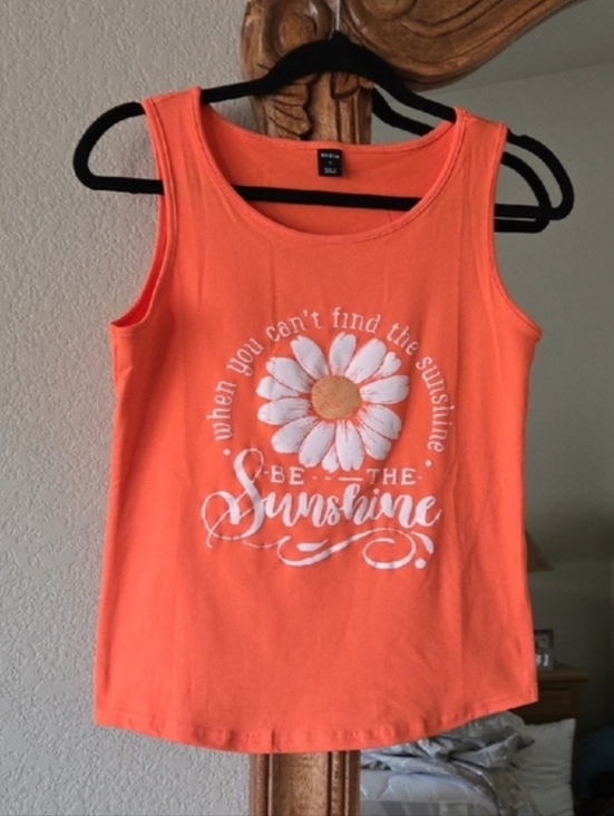 SHEIN Tops - Be The Sunshine Orange Graphic Tank Top NWOT